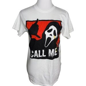 White Tee with Red and Black Graphic